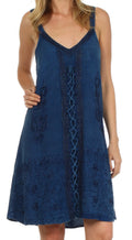 Sakkas Sakkas Jayanti Embroidered Rayon Dress#color_Navy