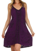 Sakkas Sakkas Jayanti Embroidered Rayon Dress#color_Purple
