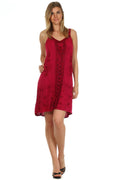 Sakkas Sakkas Jayanti Embroidered Rayon Dress#color_Raspberry