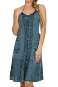 Sakkas Sakkas Jayanti Embroidered Rayon Dress#color_TurquoiseBlue