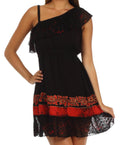 Sakkas Summer Solstice Batik Dress#color_Black/Red