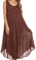 Sakkas Mariko Stonewashed Caftan Dress / Cover Up#color_Brown