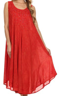 Sakkas Mariko Stonewashed Caftan Dress / Cover Up#color_ Red