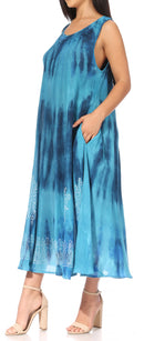 Sakkas Liza Women's Casual Summer Maxi Caftan Sleeveless Dress Boho w/Pockets Nice