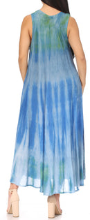 Sakkas Liza Women's Casual Summer Maxi Caftan Sleeveless Dress Boho w/Pockets Nice