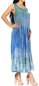 Sakkas Liza Women's Casual Summer Maxi Caftan Sleeveless Dress Boho w/Pockets Nice