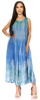 Sakkas Liza Women's Casual Summer Maxi Caftan Sleeveless Dress Boho w/Pockets Nice
