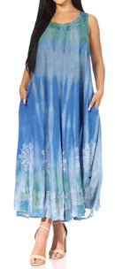 Sakkas Liza Women's Casual Summer Maxi Caftan Sleeveless Dress Boho w/Pockets Nice
