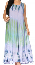 Sakkas Liza Women's Casual Summer Maxi Caftan Sleeveless Dress Boho w/Pockets Nice#color_482104-GreyGreen