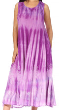 Sakkas Liza Women's Casual Summer Maxi Caftan Sleeveless Dress Boho w/Pockets Nice#color_482104-Purple