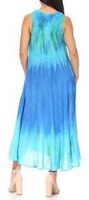 Sakkas Liza Women's Casual Summer Maxi Caftan Sleeveless Dress Boho w/Pockets Nice