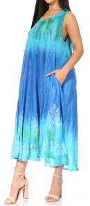 Sakkas Liza Women's Casual Summer Maxi Caftan Sleeveless Dress Boho w/Pockets Nice
