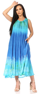 Sakkas Liza Women's Casual Summer Maxi Caftan Sleeveless Dress Boho w/Pockets Nice