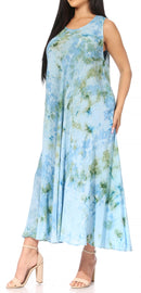 Sakkas Liza Women's Casual Summer Maxi Caftan Sleeveless Dress Boho w/Pockets Nice