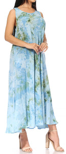 Sakkas Liza Women's Casual Summer Maxi Caftan Sleeveless Dress Boho w/Pockets Nice