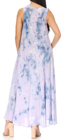 Sakkas Liza Women's Casual Summer Maxi Caftan Sleeveless Dress Boho w/Pockets Nice