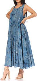 Sakkas Liza Women's Casual Summer Maxi Caftan Sleeveless Dress Boho w/Pockets Nice
