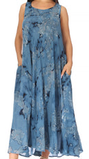 Sakkas Liza Women's Casual Summer Maxi Caftan Sleeveless Dress Boho w/Pockets Nice