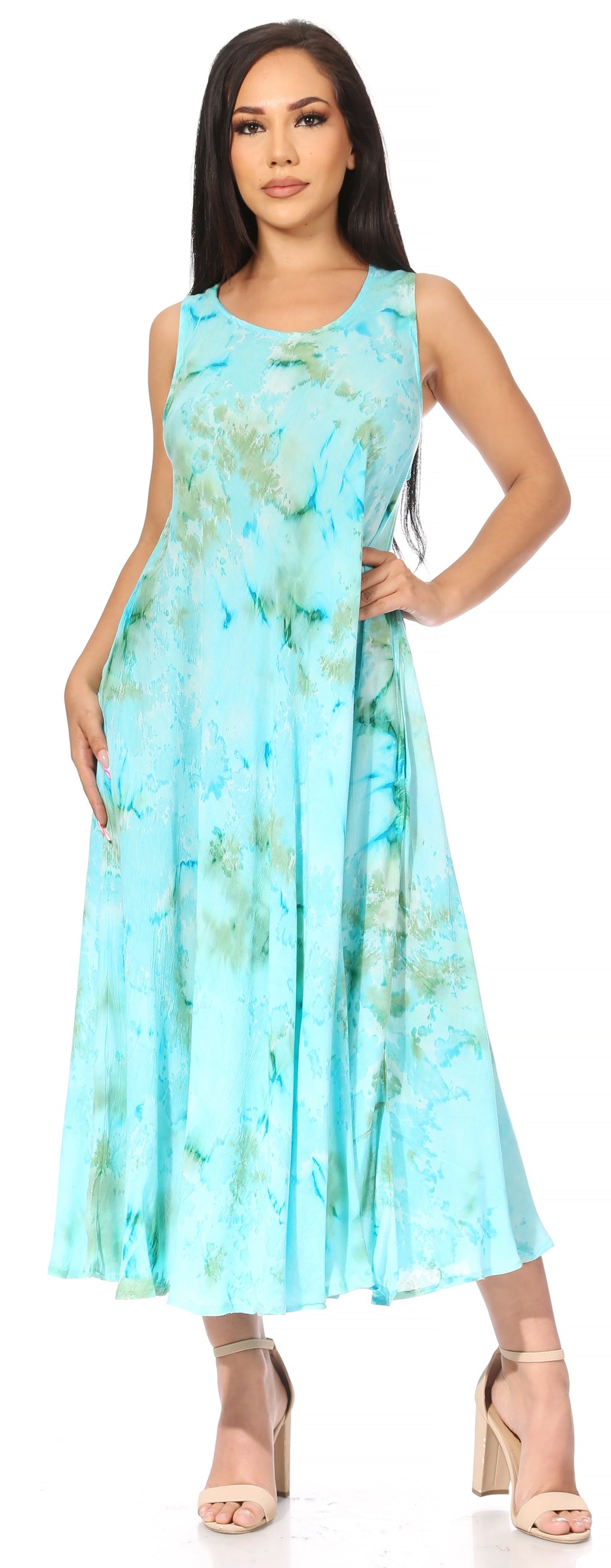 Sakkas Liza Women's Sleeveless Maxi Caftan Dress for Casual Summer Wea