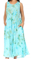 Sakkas Liza Women's Casual Summer Maxi Caftan Sleeveless Dress Boho w/Pockets Nice#color_Mint