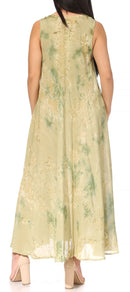 Sakkas Liza Women's Casual Summer Maxi Caftan Sleeveless Dress Boho w/Pockets Nice