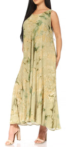 Sakkas Liza Women's Casual Summer Maxi Caftan Sleeveless Dress Boho w/Pockets Nice