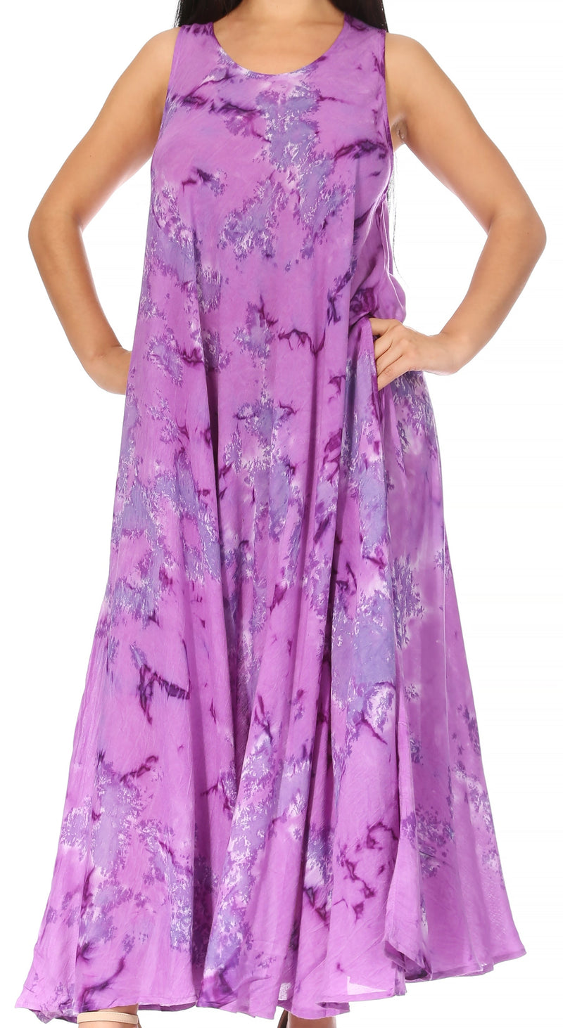 Sakkas Liza Women's Casual Summer Maxi Caftan Sleeveless Dress Boho w/Pockets Nice