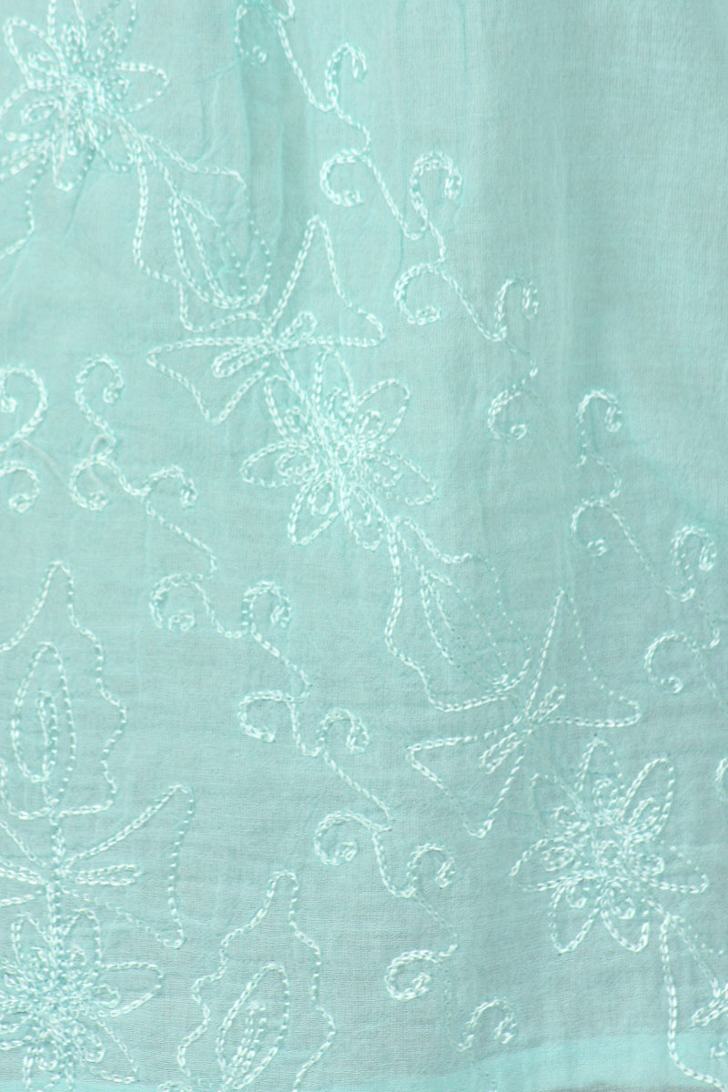 Sakkas Embroidered 100% Cotton Scoop Neck Semi-Sheer Short Sleeve Gauzy Top / Blouse