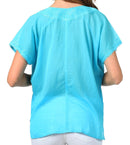 Sakkas Embroidered 100% Cotton Scoop Neck Semi-Sheer Short Sleeve Gauzy Top / Blouse