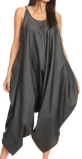 Sakkas Latrice Balloon Sleeveless Relax Fit Jumpsuit Tent with Pockets Unique#color_Black 
