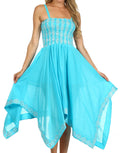 Sakkas Delia Sequin Handkerchief Hem Dress#color_Turquoise