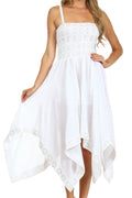 Sakkas Delia Sequin Handkerchief Hem Dress#color_White
