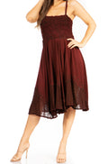 Sakkas Aphrodite Embroidered Batik Dress#color_A-Burgundy