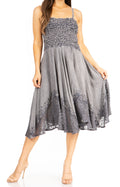 Sakkas Aphrodite Embroidered Batik Dress#color_A-Grey