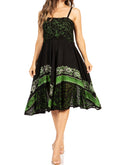 Sakkas Aphrodite Embroidered Batik Dress#color_Black/Green