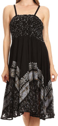 Sakkas Aphrodite Embroidered Batik Dress#color_Black/Grey