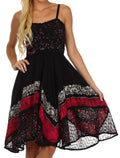 Sakkas Aphrodite Embroidered Batik Dress#color_Black/Pink