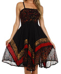 Sakkas Aphrodite Embroidered Batik Dress#color_Black/Red