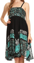 Sakkas Aphrodite Embroidered Batik Dress#color_Black/Turquoise