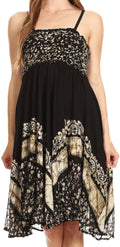 Sakkas Aphrodite Embroidered Batik Dress#color_Black/White