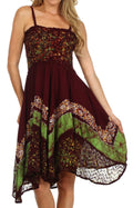 Sakkas Aphrodite Embroidered Batik Dress#color_Chocolate/Green