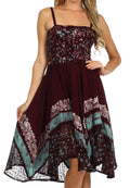 Sakkas Aphrodite Embroidered Batik Dress#color_Chocolate/Mint