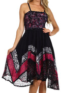 Sakkas Aphrodite Embroidered Batik Dress#color_Navy/Pink