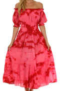 Sakkas Godiva Gauzy Crepe Peasant Gypsy Boho Dress#color_Pink