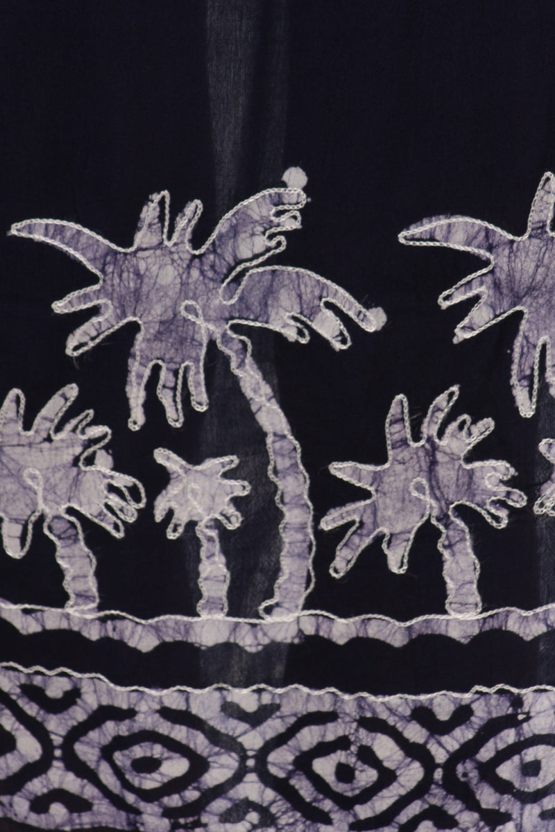 Sakkas Embroidered Palm Tree V-Neck Caftan Cotton Dress