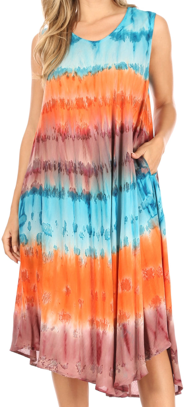 Sakkas Desert Sun Caftan Dress / Cover Up#color_Blue/Coral