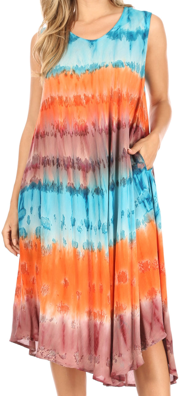 Sakkas Desert Sun Caftan Dress / Cover Up#color_Blue / Coral 