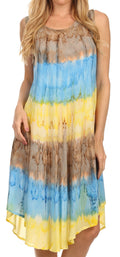 Sakkas Desert Sun Caftan Dress / Cover Up#color_Brown/Blue