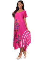 Sakkas Embroidered Painted Floral Cap Sleeve Cotton Dress