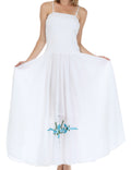 Sakkas Gauzy Cotton Yarn Embroidered Smocked Bodice Dress#color_Green/Turquoise